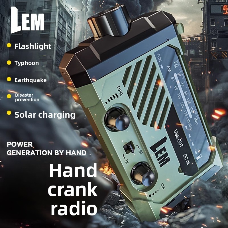 Solar Powered Charger - 생존 라디오 - 비상용 수동 크랭크