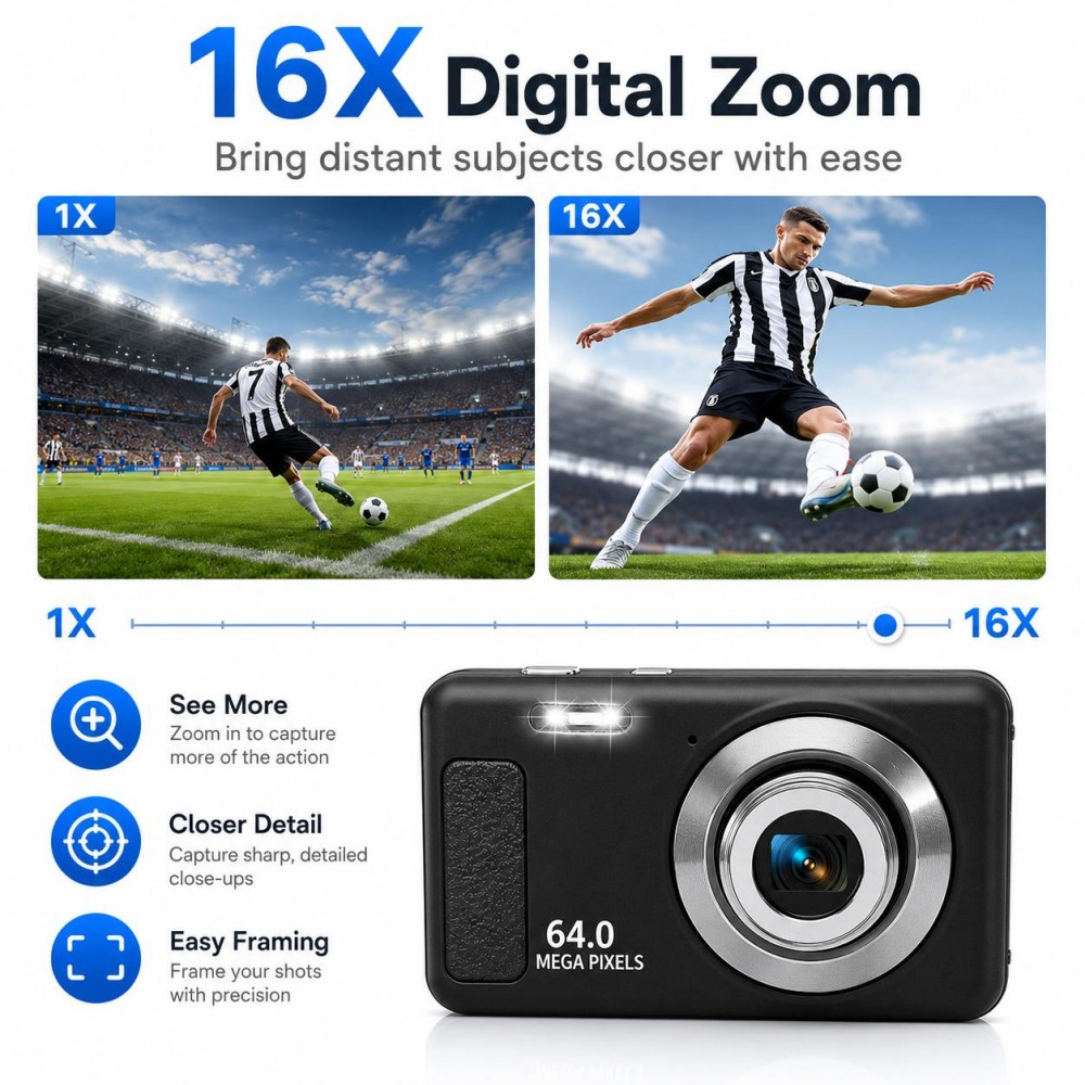 4K 울트라 HD 휴대용 디지털 카메라 64MP 16배 - Electronic Gadgets For Home 리뷰 및 가격