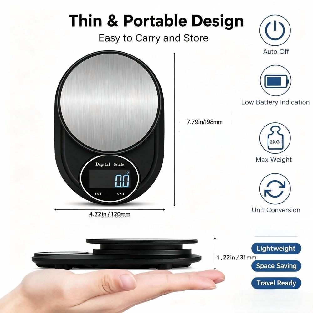 2KG 0.1g 미니 휴대용 디지털 주방 저울, 원형  - Electronics For Home 리뷰 및 가격