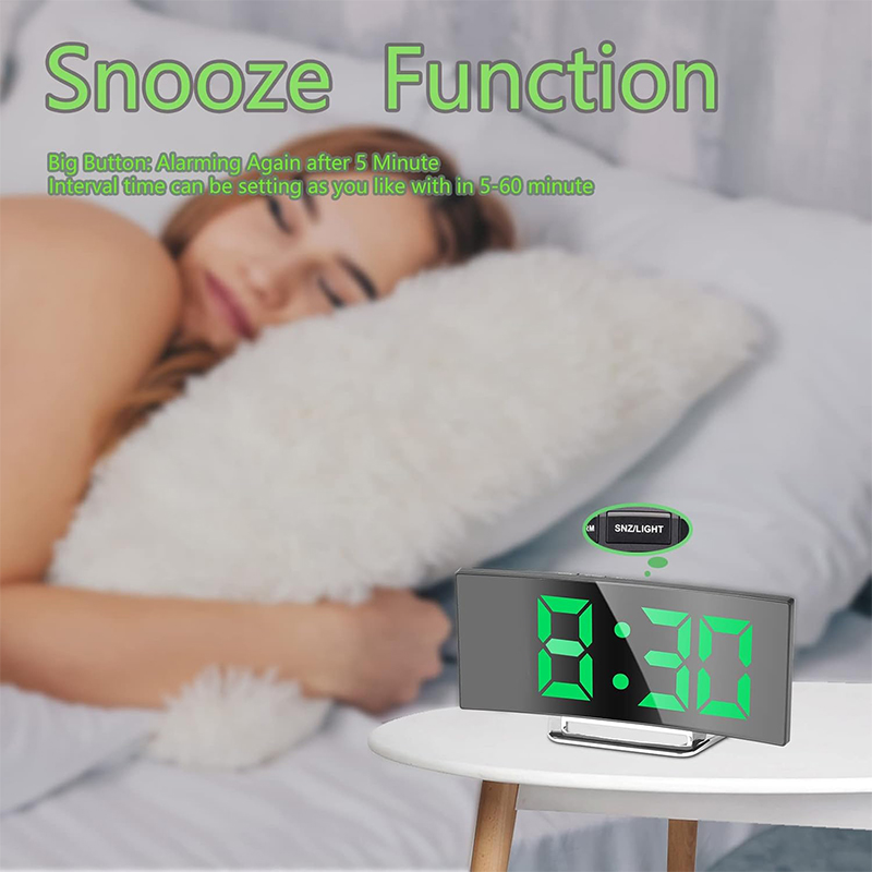 LED 디지털 알람 시계 곡선 스크린 미러 무소음 전자 - Electronic Gadgets For Home 리뷰 및 가격
